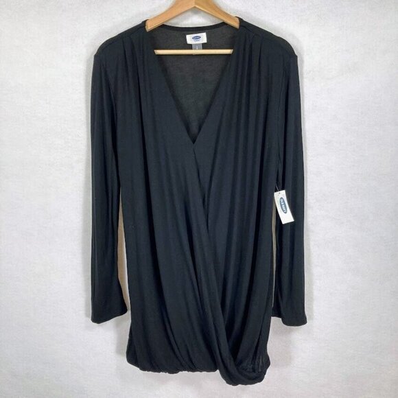🔥 3/$15 🔥Old Navy Deep V-Neck Wrap Top Dark Academia School Whimsy Goth NWT L - Picture 1 of 5